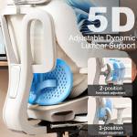 Vonesse Ergonomic Office Chair with Footrest, Desk Chairs with Adjustable 3D Headrest and Armrests, Computer Gaming Chair with Dynamic Lumbar Support & Adjustable Depth Breathable Mesh Seat (White)