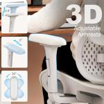 Vonesse Ergonomic Office Chair with Footrest, Desk Chairs with Adjustable 3D Headrest and Armrests, Computer Gaming Chair with Dynamic Lumbar Support & Adjustable Depth Breathable Mesh Seat (White)