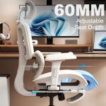 Vonesse Ergonomic Office Chair with Footrest, Desk Chairs with Adjustable 3D Headrest and Armrests, Computer Gaming Chair with Dynamic Lumbar Support & Adjustable Depth Breathable Mesh Seat (White)