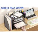 OPNICE Desk Organizer, 5-Tier Paper File Organizer with Drawer & Pen Holder, Office Desk Accessories, Workspace Desktop Organizer for Office Supplies(Black)