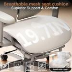 Vonesse Ergonomic Office Chair with Footrest, Desk Chairs with Adjustable 3D Headrest and Armrests, Computer Gaming Chair with Dynamic Lumbar Support & Adjustable Depth Breathable Mesh Seat (White)