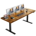OffiGo 71 Inch Executive Electric Standing Desk, Height Adjustable Desk with Power Outlet & 1.38" Thick 3-Piece Desktop, Sit Stand Computer Desk for Home, Office, Conference Room, Rustic Brown