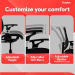 STAPLES Hyken Ergonomic Task Chair, Mesh, Ergonomic, Lumbar Support, Swivel, Black