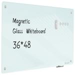 Magnetic Glass Whiteboard - Glass Dry Erase Board 48"x36" Large Frameless Board for Walls Office School and Home