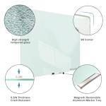 Magnetic Glass Whiteboard - Glass Dry Erase Board 48"x36" Large Frameless Board for Walls Office School and Home