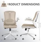 Ergonomic Office Chair with Lumbar Support, High Back Mesh Desk Chair with Flip-Up Arms, Adjustable Computer Task Chair, Khaki