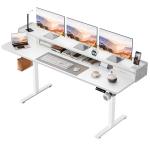 Homall Electric Standing Desk with 2 Drawers, Adjustable Height Computer Desk with Monitor Shelf Sit Stand Table with Splice Board Quick Install for Home Office (White, 63 Inch)