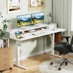 Homall Electric Standing Desk with 2 Drawers, Adjustable Height Computer Desk with Monitor Shelf Sit Stand Table with Splice Board Quick Install for Home Office (White, 63 Inch)