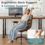 OLIXIS Ergonomic Home Office Desk Chair, PU Leather Computer Chair with Lumbar Support Adjustable Height Rolling Swivel Executive Task Armrests Chair, Modern Brown