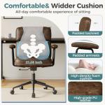 OLIXIS Ergonomic Home Office Desk Chair, PU Leather Computer Chair with Lumbar Support Adjustable Height Rolling Swivel Executive Task Armrests Chair, Modern Brown