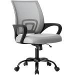 OLIXIS Office Desk Chair - Ergonomic Mid Back with Lumbar Support & Rocking Mode, Height Adjustable with Fixed Armrest, Storage Back for Computer, Gaming, Conference, Meeting Room, 360° Swivel, Grey