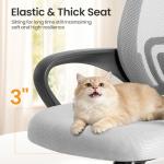 OLIXIS Office Desk Chair - Ergonomic Mid Back with Lumbar Support & Rocking Mode, Height Adjustable with Fixed Armrest, Storage Back for Computer, Gaming, Conference, Meeting Room, 360° Swivel, Grey