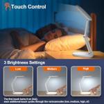 Akejrym LED Desk Lamp for Office Home & Battery Operated Lamp Rechargeable Lamp Foldable & Portable Light, [2-Fold Bracket] 3 Brightness Dimmable Small Desk Lamp Wireless Reading Lamp (White)