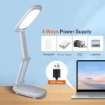 Akejrym LED Desk Lamp for Office Home & Battery Operated Lamp Rechargeable Lamp Foldable & Portable Light, [2-Fold Bracket] 3 Brightness Dimmable Small Desk Lamp Wireless Reading Lamp (White)
