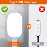 Akejrym LED Desk Lamp for Office Home & Battery Operated Lamp Rechargeable Lamp Foldable & Portable Light, [2-Fold Bracket] 3 Brightness Dimmable Small Desk Lamp Wireless Reading Lamp (White)