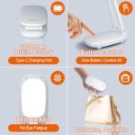 Akejrym LED Desk Lamp for Office Home & Battery Operated Lamp Rechargeable Lamp Foldable & Portable Light, [2-Fold Bracket] 3 Brightness Dimmable Small Desk Lamp Wireless Reading Lamp (White)
