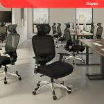 STAPLES Hyken Ergonomic Office Chair Adjustable Lumbar Support with Breathable Mesh, Swivel Desk Chair for Home Office, Black (XL)