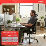 STAPLES Hyken Ergonomic Office Chair Adjustable Lumbar Support with Breathable Mesh, Swivel Desk Chair for Home Office, Black (XL)
