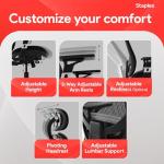 STAPLES Hyken Ergonomic Office Chair Adjustable Lumbar Support with Breathable Mesh, Swivel Desk Chair for Home Office, Black (XL)