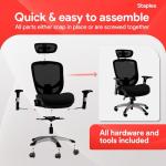 STAPLES Hyken Ergonomic Office Chair Adjustable Lumbar Support with Breathable Mesh, Swivel Desk Chair for Home Office, Black (XL)