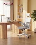 VASAGLE Ergonomic Mesh Office Chair with Adjustable Lumbar Support and Headrest, 90-105° Tilt Function, Wide Seat, Flip‑Up Armrests, Computer Desk Chair for Home Office, Dove Gray UOBN044GD01S