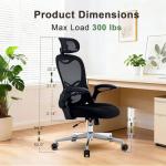 OHFILA Office Chair, Ergonomic Breathable Mesh,Flip-Up Arms and Adjustable High Back Lumbar Support,Comfy Computer Chair for Home Office (Black, 407)