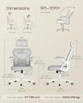 VASAGLE Ergonomic Mesh Office Chair with Adjustable Lumbar Support and Headrest, 90-105° Tilt Function, Wide Seat, Flip‑Up Armrests, Computer Desk Chair for Home Office, Dove Gray UOBN044GD01S