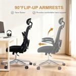 OHFILA Office Chair, Ergonomic Breathable Mesh,Flip-Up Arms and Adjustable High Back Lumbar Support,Comfy Computer Chair for Home Office (Black, 407)