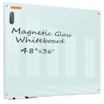 KIZZBY Glass Dry Erase White Board - Magnetic Boards for Wall, 48"x36" Large Frameless Whiteboard for Office, Home & School