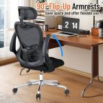 OHFILA Office Chair, Ergonomic Breathable Mesh,Flip-Up Arms and Adjustable High Back Lumbar Support,Comfy Computer Chair for Home Office (Black, 407)