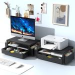 Spacrea Desk Organizer and Accessories, Computer Monitor Stand Riser with Drawer and 2 Pen Holders, Office Desk Accessories & Workspace Organizers for Office Supplies (Black)