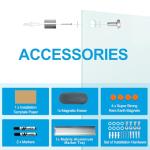 KIZZBY Glass Dry Erase White Board - Magnetic Boards for Wall, 48"x36" Large Frameless Whiteboard for Office, Home & School