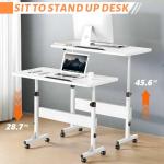 HDHNBA Rolling Desk Adjustable Height,Portable Laptop Desks,Small Standing Desk with Wheels for Home Office