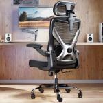 Ergalithic Ergonomic Office Chair - X-Shaped Computer Desk Chair Comfy, Gaming Chair, Office Chair with Lumbar Support, Mesh Office Chairs with Headrests, Desk Chair for Long Hours (Black Silver)