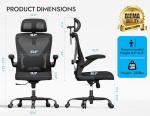 Ergalithic Ergonomic Office Chair - X-Shaped Computer Desk Chair Comfy, Gaming Chair, Office Chair with Lumbar Support, Mesh Office Chairs with Headrests, Desk Chair for Long Hours (Black Silver)
