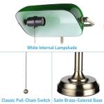 TORCHSTAR Green Glass Bankers Desk Lamp, Antique Desk Lamps with Brass Base, Traditional Library Lamp with Pull Chain, E26 Base, Vintage Desk Lamp for Office, Study Room