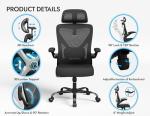Ergalithic Ergonomic Office Chair - X-Shaped Computer Desk Chair Comfy, Gaming Chair, Office Chair with Lumbar Support, Mesh Office Chairs with Headrests, Desk Chair for Long Hours (Black Silver)
