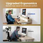 HUANUO 32 x 21 inch Small Electric Standing Desk with 2 Drawers, C-Clamp Mount Compatible, Height Adjustable Sit Stand Desk, Home Office Stand Up Desk with 4 Memory Height Settings, Light Walnut