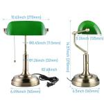 TORCHSTAR Green Glass Bankers Desk Lamp, Antique Desk Lamps with Brass Base, Traditional Library Lamp with Pull Chain, E26 Base, Vintage Desk Lamp for Office, Study Room