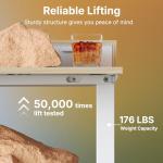 HUANUO 32 x 21 inch Small Electric Standing Desk with 2 Drawers, C-Clamp Mount Compatible, Height Adjustable Sit Stand Desk, Home Office Stand Up Desk with 4 Memory Height Settings, Light Walnut