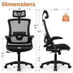 NEO CHAIR Office Desk Chair Gaming Computer High Back Support Mesh Comfy Seat with Adjustable Ergonomic Headrest Lumbar Rolling Flip-up Armrests and Wheels (Black)