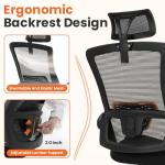 NEO CHAIR Office Desk Chair Gaming Computer High Back Support Mesh Comfy Seat with Adjustable Ergonomic Headrest Lumbar Rolling Flip-up Armrests and Wheels (Black)