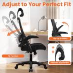 NEO CHAIR Office Desk Chair Gaming Computer High Back Support Mesh Comfy Seat with Adjustable Ergonomic Headrest Lumbar Rolling Flip-up Armrests and Wheels (Black)