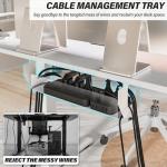 Kingant Standing Desk Height Adjustable Small Electric Stand Up Desks [35 x 20 Inch] - Ergonomic Sit Stand Desk Rising Desks for Home Office Computer Desk Stand Desk Workstation with Cable Management