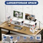 OPNICE Desk Organizers and Accessories, 2-Tier Computer Monitor Stand Riser with Drawer and 2 Pen Holders, Laptop Stand, Office Desk Accessories for Office Supplies, White