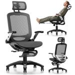 GABRYLLY Ergonomic Office Chair with Footrest, High Back Home Desk Chair - 3D Headrest, Flip-Up Arms, 135° Tilt and Wide Cushion, Heavy Duty Mesh Chairs for Task Computer Gaming, GYB01-FT