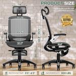 GABRYLLY Ergonomic Office Chair with Footrest, High Back Home Desk Chair - 3D Headrest, Flip-Up Arms, 135° Tilt and Wide Cushion, Heavy Duty Mesh Chairs for Task Computer Gaming, GYB01-FT