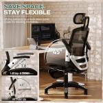 GABRYLLY Ergonomic Office Chair with Footrest, High Back Home Desk Chair - 3D Headrest, Flip-Up Arms, 135° Tilt and Wide Cushion, Heavy Duty Mesh Chairs for Task Computer Gaming, GYB01-FT