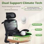 AreShark Office Chair Ergonomic Desk Chairs with Adjustable Lumbar Support& Headrest Hanger, High Back Breathable Mesh Chair with Wheels, Rolling Swivel Comfy Task Computer Chair for Home Work Gaming