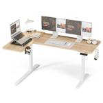 Acrolix 59 Inch L Shaped Standing Desk Adjustable Height, Electric Corner Standing Desk, Sit Stand Computer Table with Reversiable Splice Board,Light Rustic Brown